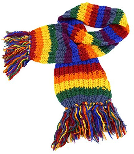 Rainbow Stripe Hippie Schal Extra lang Fair Trade Nepal Wolle Knit