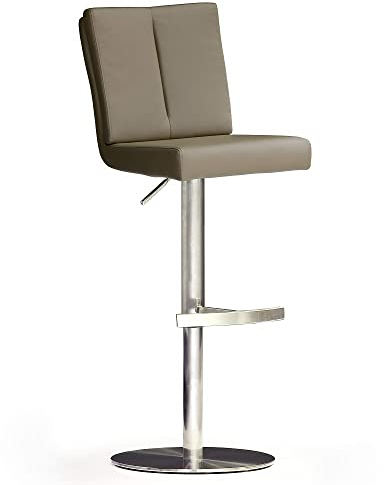 Robas Lund Barhocker mit Lehne Barstuhl Cappuccino drehbar 360 Grad, Hocker höhenverstellbar, PU BRU.NI
