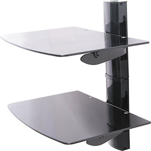 TTAP 2x Floating Black Glass Shelves Mount Bracket for DVD/Blu-Ray Player, Satellite/Cable Box, Games Console