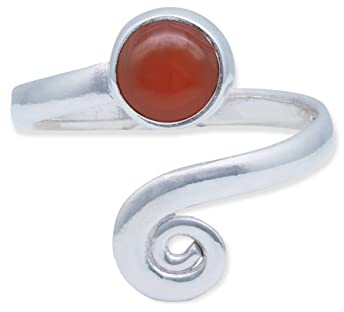 Ring 925 Silber Karneol orange roter Stein größenverstellbar Edelstein echt Silber Damen Sterling Silber Geschenk (MRV-102-16)