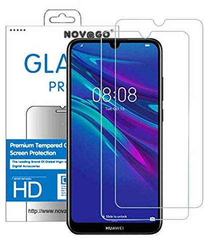 NOVAGO compatible avec Huawei Y6 2019,Y6S 2019 / Honor 8A -Pack de 2 films en verre trempé ultra résistant anti choc et anti explosion d'écran