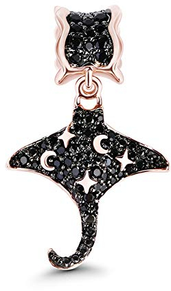 GNOCE Mobula Charm Anhänger mit schwarzen Steinen Stern und Mond Muster für Armband Damen Halskette Bestes Charms Geschenk für Frauen Mädchen