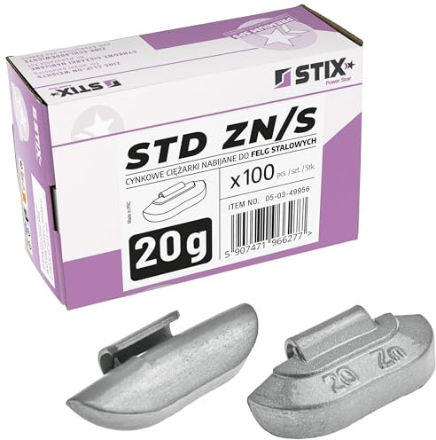 Stix 100x Schlaggewichte 20g - Zink-Auswuchtgewichte - 100er Pack für Stahlfelgen - Wuchtgewichte mit polimerbeschichtung - präzises Wuchten und Schutz vor Korrosion