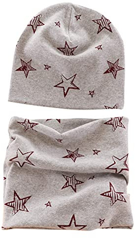 VUCDXOP Baby Kinder Baumwolle Mütze und Schlauchschal Set - Winter Jungen Mädchen Beanie Hüte, Halstuch Rundschal Nackenwärmer aus Weicher Baumwolle für Herbst Winter