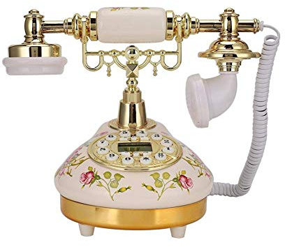 Wendry Telefono Vintage retrò per Il rilevamento Automatico dell'identificativo del chiamante FSK/DTMF, con 1 Set di Telefono Europeo ceramico con Base Rotonda IP Rosa Automatico