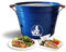Vikkieerin – Barbacoa de carbón vegetal – Barbacoa redonda grande – Portátil – Compacto y ligero – Estilo retro – Azul – Diámetro 38 cm