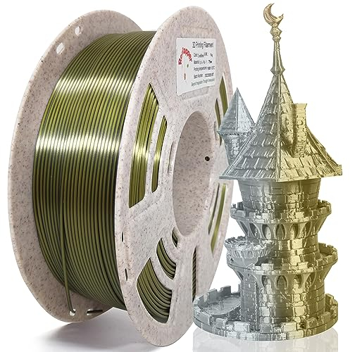 Reprapper Silk Zweifarbig PLA Filament 1.75mm für 3D Drucker Coextrusion Silk PLA 1kg Spule (2.2lbs), Maßgenauigkeit +/- 0.03mm 3D Druck Filament (Silk Silber & Bronze)