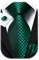 Hi-Tie Herren Krawatte Schwarz Paisley/Plaid/Streifen/Einfarbig Krawatten Set Einstecktuch Manschettenknöpfe Business Formal Hochzeit Meeting Geschenkbox,Waldgrünes Plaid