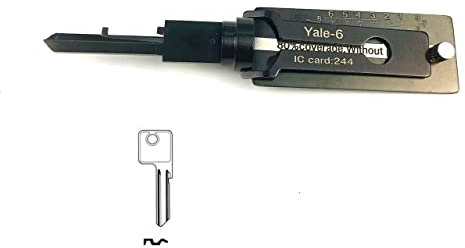 TPM Go Locksmith Lockpicking-Werkzeug für Yale-Schlösser, Dietrich und Decoder, 2-in-1-Werkzeug, UK-Tür-Dietrich-Set (Yale-6)