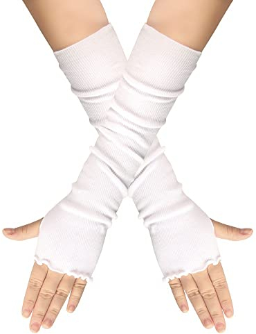 BEEK Damen Fingerlose Handschuhe Dehnbar Arm Handwärmer Lange Fäustlinge Arm Handschuhe Winter Warm Lange Ärmel Warm Strick Handschuhe Pluswärmer Handstulpen Armwärmer Stulpen 1 Paar