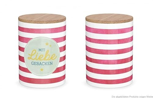 LaVida - 3081121 - Porzellandose, Weihnachten, Mit Liebe gebacken,15,5cm x 11cm, Holzdeckel, luftdicht, 1000ml
