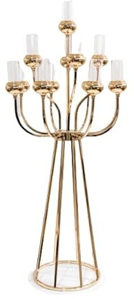 CHANDELIER OR TAHO - Chandelier Bougeoir Doré 1,20m de haut, Décoration de Table Unique et Moderne, Bougie Chandelier Verre - Passion Décor