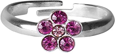 klostermann KINDER + Erw. Silber RING,verstellbar (BLUME mit Strasssteinen pink) 61018 v bb