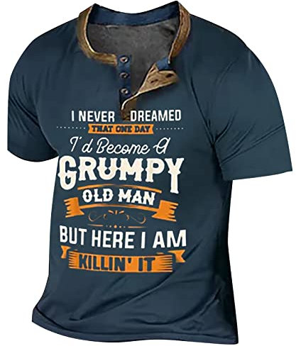 Party Y2k Raglan Soft Short Sleeve Blouses Summer Mens Holiday Henley Alphabe Tops Buttons Fit Polyester Tops Mens Navy
