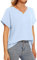 Bestbee Womens Dressy Chiffon Blouses 2024 Summer Short Sleeve Shirts Casual T-Shirts V Neck Flowy Tunic Tops Lightweight, Light Blue, M
