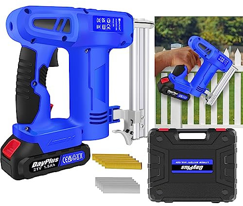 21V Cordless Brad Nailer, 2 in 1 Electric Nail Gun for Upholstery Home Improvement & Woodworking with Carry Case 1.5Ah Li-ion Battery