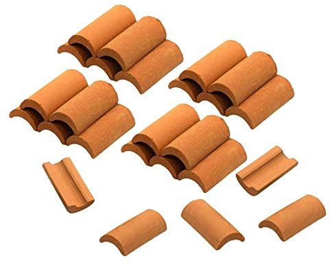 Acfthepiey 25Pcs Mini Rot Dachziegel Modell Set Miniatur Fliesen Figur Landschaftsbau DIY Fairy Garden Zubehör B