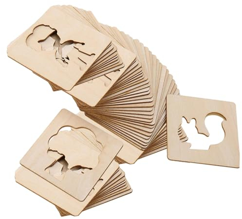 Harilla Zeichenschablonen für Kinder, Kreideschablonen, stabiles Holz, Lernspielzeug, DIY-Malschablonen, Malvorlagen zum Erstellen, 60 Stück