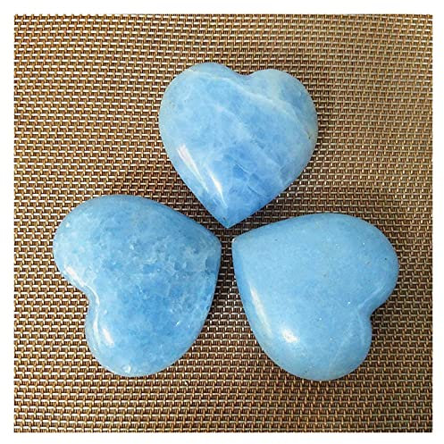 DSINEY Cristal Natural en Bruto 3 Piezas Cristales de Piedra de celestita Natural Corazón Cristales de Palma de calcita Azul