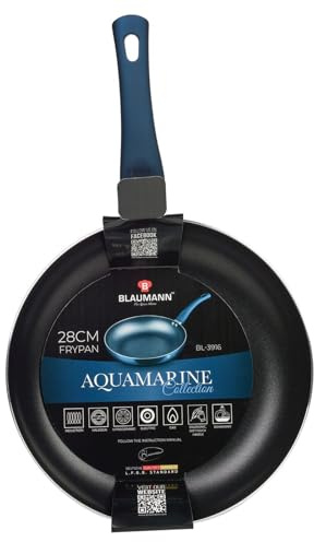 BLAUMANN Cookware Bratpfanne, Kasserolle, Soft-Touch-Griff, Deckel (Aquamarin, 28 x 5,5 cm, Bratpfanne, 2,7 l)