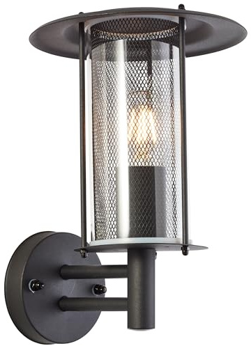 Brilliant Lampe Detroit Außenwandleuchte stehend schwarz matt Metall/Glas schwarz 1x A60, E27, 20 W