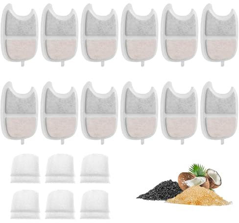 GYing 24 paquetes fuente de flores filtros para gatos, filtro de carbón de 12 piezas y esponja de espuma de 12 piezas para gato 4l con detector de movimiento YPD-C004 con resina y carbón activado