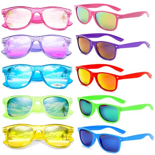 FSMILING Party-Sonnenbrillen-Set, Neon-Sonnenbrille, Großpackung, mehrfarbig, für Erwachsene, Partygeschenke, Sonnenbrillen, 10 Stück