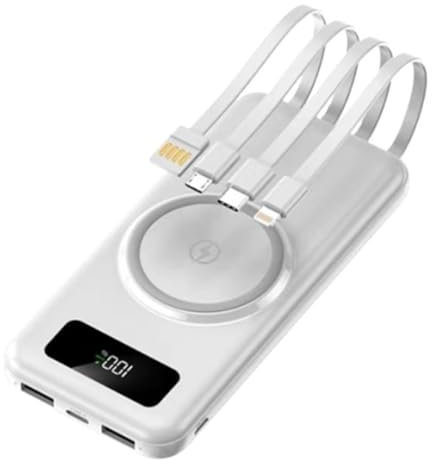 AMNOOL Power Bank 4 in 1 con ricarica ultra veloce da 10000 MAH, ricarica wireless con caricabatteria mobile esterno a 4 fili (Size : 20000MAH-02)