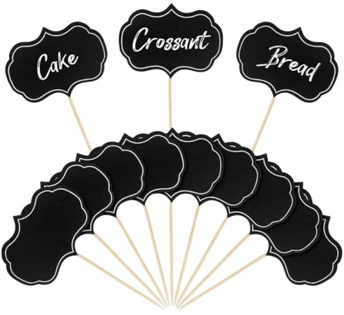 LEEQ Púas de pizarra - 30 PCS Banderas de comida de pizarra, etiquetas de alimentos para bufé, marcadores de queso, decoración de cupcakes, banderas de palillos de dientes en blanco para fiestas