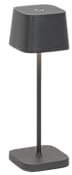 Zafferano, Ofelia Micro Lampe, Kabellose, Wiederaufladbare Tischlampe mit Touch Control, Auch für den Außenbereich Geeignet, Dimmer, 2200-3000 K, Höhe 20 cm, Farbe Dunkelgrau