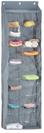 Relaxdays Türorganizer, 26 Fächer, Türregal zum Einhängen, grau/transparent | Bad Organizer