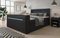 Luxusbetten24 Boxspringbett Repos 160x200 Doppelbett Polsterbett Bett mit TV Lift, USB und LED | Bezug: Kunstleder | Farbe: Schwarz | Härtegrad: H2 (bis 70kg)