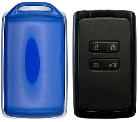 Coque de Clé Renault Clio Carte Main-Libre Compatible Renault/Dacia Made in France Peinture Automobile (Bleu Iron)