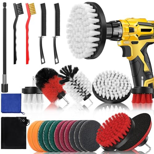Brosse Nettoyage Rotative Perceuse, Brosse Visseuse éLectrique, Brosse à Fente, Pad de Lavage et Épongepour Perceuse Convient pour Cuisine, Voiture,Salle de Bains,Polissage