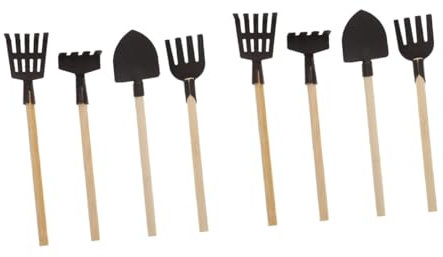 Vaguelly 8 Piezas Herramientas de jardinería Mini Juguetes Pala de siembra Mini Pala Excavadora Mini Herramienta de jardinería Accesorios para casa de muñecas Pala de Juguete Madera Black