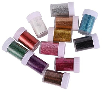 TOKIDNY 12pcs Glitter Powder Glitter Nail Dust Glitter Sequins Black Abs Nail Art Glitter Glitter Eyeshadow