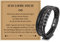 JSNOM Vatertagsgeschenke für Papa Geschenk Armband: Schmuck Geflochten Leder Weihnachten Geburtstagsgeschenk, Lederarmband Papa Geschenk Vatertag (Schwarz, 8.3inch)