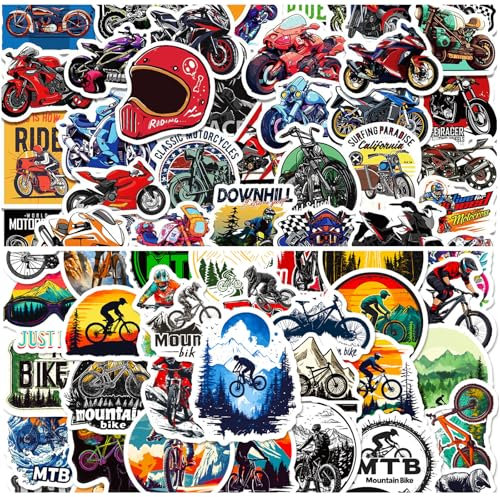 Doyomtoy Motorrad Motocross Aufkleber,Wasserfeste Aufkleber 100 Stück Mountainbike Aufkleber Geeignet für Gitarre Gepäck Fahrrad Laptop Aufkleber DIY,Mountainbike Graffiti Aufkleber