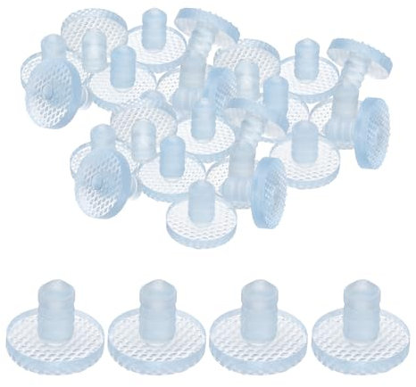 QUARKZMAN 30 Piezas Topes de Vidrio para Mesa con Vástago, 22.4mm/0.88 Almohadillas Antideslizantes de Goma Transparente para Mesa de 8mm/0.31 Agujero Muebles Gabinete