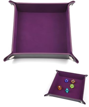 DHWEKU dice tray Würfelteller leder würfelschale Würfeltablett würfel Klappbar PU Leder Samt Halter für Spiele - würfeltablett ganz schön clever ersatzblock(Lila)