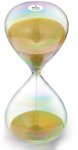 SuLiao Sanduhr, Die Bunten Gläser Sanduhr 1 Minute, Gold Hourglass Sand Timer, Sanduhr 1 Minute Groß, Glas Sandglas für Kinder, Klassenzimmer, Zuhause, Schreibtisch, Bürodekoration