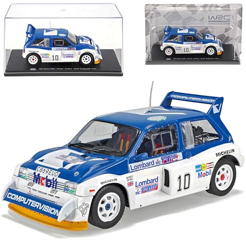 alles-meine.de GmbH MG Metro 6R4 Pond Arthur RAC Rally GB 1985 mit Sockel und Vitrine 1/24 Modell Auto mit individiuellem Wunschkennzeichen