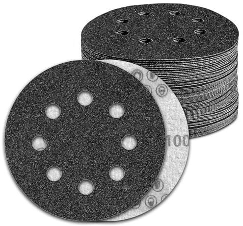 KONGMING 100 PCS 125mm Wet Dry Sanding Discs 8 Hole Grit 100 Hook and Loop Silicon Carbide Sandpaper for Random Orbital Sander