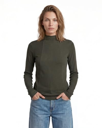 G-STAR Damen A line Slim Rib Mock t ls wmn