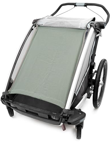 Priebes Sonnensegel für Fahrradanhänger 2 Kinder- UV-Schutz 50+ - Sonnensegel für Fahrradanhänger Lastenanhänger - Optimale Luftzirkulation - Waschbar - 100% Baumwolle - Einfache Befestigung