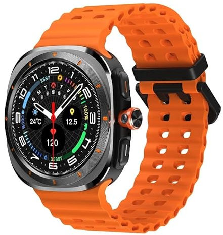 XINDADA Smart Watch Smartwatch 4G SIM Card 2025 Android Play Store 1.48 Inch AMOLED HW S12 Call TikTok Camera Video Call Ultra GPS WIFI (Black Orange)
