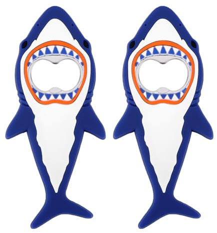 Tinoaly 2stk Magnetischer Flaschenöffner Hai für Kühlschrank, Niedlich Kühlschrankmagnete Flaschenöffner & Soda Dose Öffnungswerkzeuge für Freund Ehemann Vater