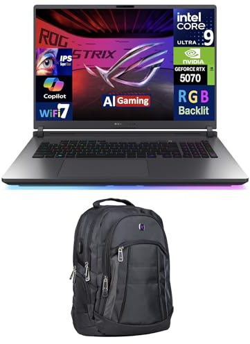 ASUS ROG Strix AI Gaming Laptop 18 240Hz IPS WQXGA Display (Intel Ultra 9-275HX, GeForce RTX 5070 8GB, 64GB DDR5, 8TB PCIe SSD, RGB KB, Thunderbolt 4, WiFi 7, Win 11 Home) w/Premium Backpack