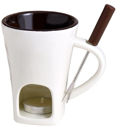 Aakluk Schokoladenfondue Becher | Keramik Mit Gabel Und Kerze - Persönliche Schokoladenfondue Tassen Für Feiertagsdessert Zuhause Familienfeier Spaß Party Zusammenkunft T