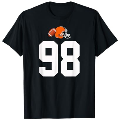 Americano Fútbol Casco Estilo Vintage Número 98 Camiseta
